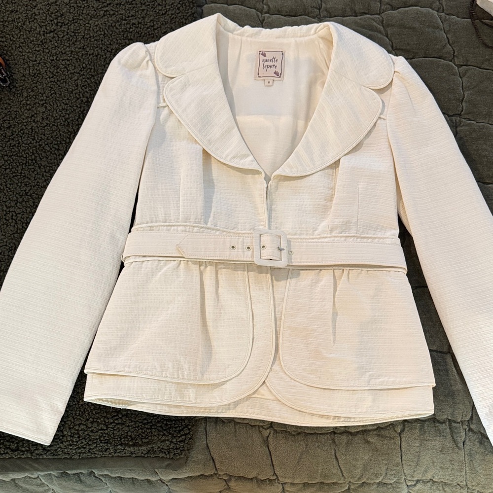 Nanette Lepore Women's White Belted Jacket